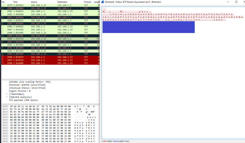 Wireshark click in window to select packet