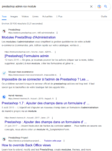 Résultats Google PrestaShop admin RCE module